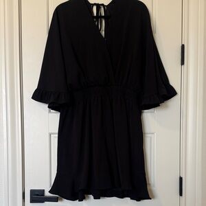 She + Sky Elegant Black Ruffle Romper